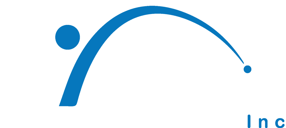 A stylized blue logo with a large curved line ending in a smaller dot and a larger dot at the beginning, resembling a person in motion, with "Inc" at the bottom right corner, perfect for your website header to boost SEO keywords.