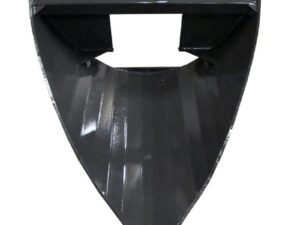 Front view of a black, V-shaped Skid-Steer Tree Spade with multiple teeth on its cutting edge, ideal for skid-steer operations.