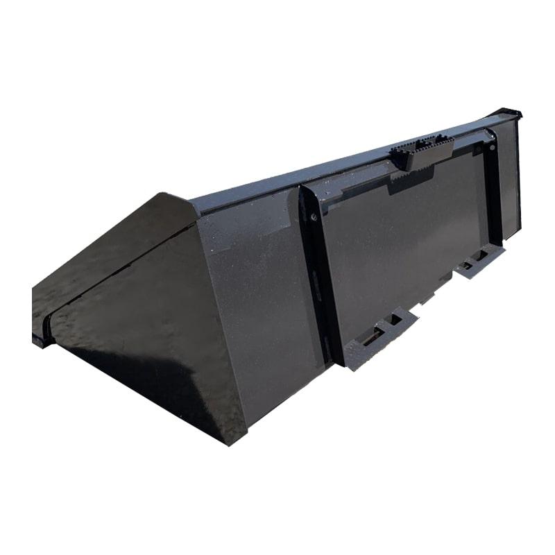 Image of a Skid-Steer Low Profile Category I Bucket in black, designed for construction and landscaping use.