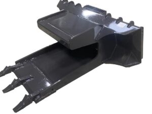 The Skid Steer Concrete Claw is a robust attachment featuring sharp teeth and reinforced edges, engineered for heavy-duty digging and material handling, making it ideal for use with a skid steer.