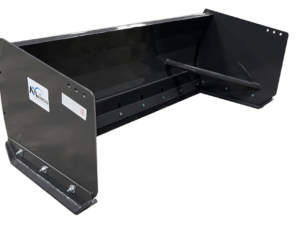 The Dingo Snow Pusher, an industrial attachment with a wide, reinforced blade and mounting bolts, is designed for efficient snow removal when mounted on a vehicle.